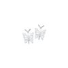 Image 1 : 0.3 CTW Diamond Cluster Butterfly Bug Wings Screwback Stud Fine Earrings 14K White Gold