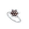 Image 1 : 0.5 CTW Cognac-brown Colored Diamond Cluster Ring 10K White Gold