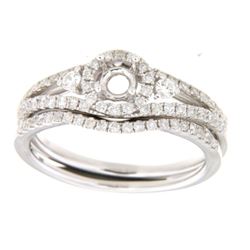 14K White Gold 0.55CTW Diamond Wedding Ring Set - REF-81H9W
