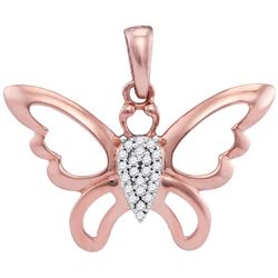 0.05 CTW Natural Diamond Butterfly Bug Pendant 10K Rose Gold
