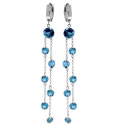 Genuine 9.02 ctw Blue Topaz Earrings Jewelry 14KT White Gold - REF-101A2K