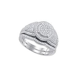 0.5 CTW Natural Diamond Cluster Bridal Engagement Ring 10K White Gold