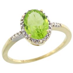 Natural 1.39 ctw Peridot & Diamond Engagement Ring 10K Yellow Gold - REF-17G5M