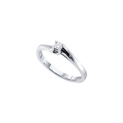 0.09 CTW Natural Diamond Solitaire Fine Small Dainty Promise Ring 14K White Gold