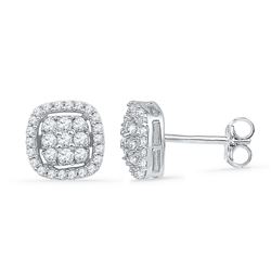 0.5 CTW Natural Diamond Square Cluster Earrings 10K White Gold