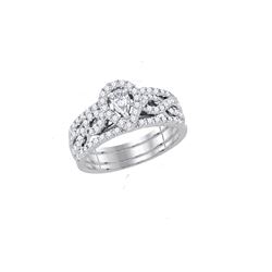 0.88 CTW Pear Natural Diamond Bridal Engagement Ring 14K White Gold