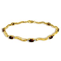 Genuine 2.01 ctw Garnet & Diamond Bracelet Jewelry 14KT Yellow Gold - REF-76F7Z