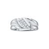 Image 1 : 0.12 CTW Natural Diamond Mens Lightweight 2-row Channel-set Band 14K White Gold
