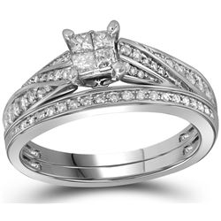 0.5 CTW Natural Princess Diamond Bridal Engagement Ring 10K White Gold