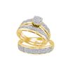 Image 1 : 0.5 CTW His & Hers Natural Diamond Cluster Matching Bridal Ring 10K Yellow Gold