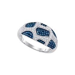 0.4 CTW Blue Colored Diamond Band 10K White Gold