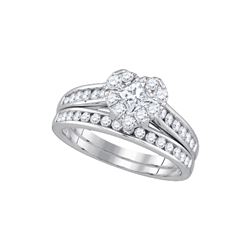 1.25 CTW Princess Natural Diamond Heart Bridal Engagement Ring 14K White Gold