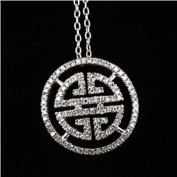 14K White Gold 0.18CTW Diamond Necklace - REF-30X5Y