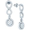 Image 1 : 1.30 CTW Natural Diamond Cluster Dangle Infinity Earrings 10K White Gold