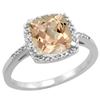 Image 1 : Natural 2.09 ctw Morganite & Diamond Engagement Ring 10K White Gold - REF-44H2W