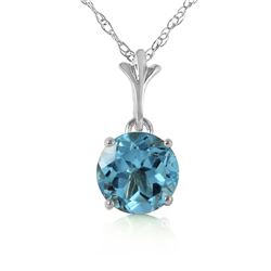 Genuine 1.15 ctw Blue Topaz Necklace Jewelry 14KT White Gold - REF-19R4P