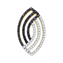 0.5 CTW Black Colored Diamond Striped Oval-shape Pendant 10K Yellow Gold