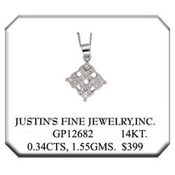 14K White Gold 0.35CTW Diamond Necklaces - REF-50F2M