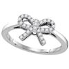 Image 1 : 0.16 CTW Natural Diamond Cluster Ribbon Bow Ring 10K White Gold
