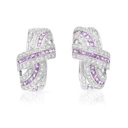 18KWhite Gold 2.93 CTW Sapphire & Diamond Earring - REF-217K2R