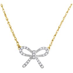 0.11 CTW Natural Diamond Knot Bow Pendant 10K Yellow Gold