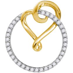 0.34 CTW Natural Diamond Heart Love Circle Pendant 10K Yellow Gold