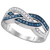 Image 1 : 0.35 CTW Blue Colored Diamond Crossover Band 10K White Gold
