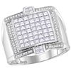 Image 1 : 2.07 CTW Mens Princess Natural Diamond Square Luxury Cluster Ring 14K White Gold