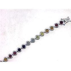 14K White Gold 4.7CTW Sapphire Gemstone Bracelet - REF-152Y5X