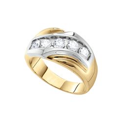 1 CTW Channel-set Natural Diamond Mens Anniversary Band 14K Yellow Gold