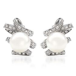 18KWhite Gold 15.59 CTW Pearl & Diamond Earring - REF-150N9A