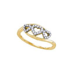 0.19 CTW Natural Diamond Heart Love Ring 10K Yellow Gold