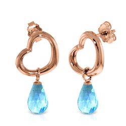Genuine 4.5 ctw Blue Topaz Earrings Jewelry 14KT Rose Gold - REF-42M6T