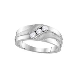 0.33 CTW Mens Natural Diamond Band Anniversary Ring 10K White Gold