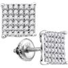 Image 1 : 0.96 CTW Natural Diamond Square Cluster Screwback Earrings 10K White Gold