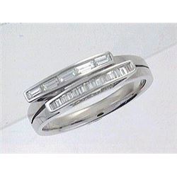 18K White Gold 0.39CTW Baguette Band Ring - REF-91F8M