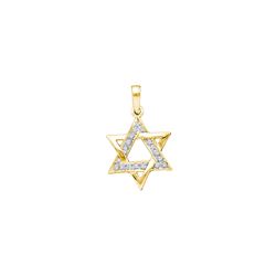 0.1 CTW Natural Diamond Star Magen David Jewish 6-point Pendant 14K Yellow Gold