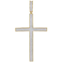 1.97 CTW Mens Natural Diamond Roman Cross Large Charm Pendant 10K Yellow Gold