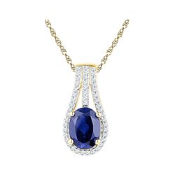 1.76 CTW Oval Lab-Created Blue Sapphire Solitaire Pendant 10K Yellow Gold