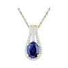 Image 1 : 1.76 CTW Oval Lab-Created Blue Sapphire Solitaire Pendant 10K Yellow Gold