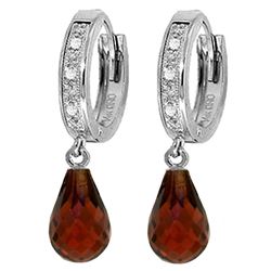 Genuine 4.54 ctw Garnet & Diamond Earrings Jewelry 14KT White Gold - REF-52T2A