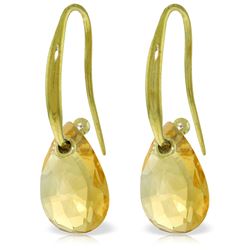 Genuine 8 ctw Citrine Earrings Jewelry 14KT Yellow Gold - REF-36A8K