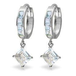 Genuine 4 ctw Aquamarine Earrings Jewelry 14KT White Gold - REF-62N6R