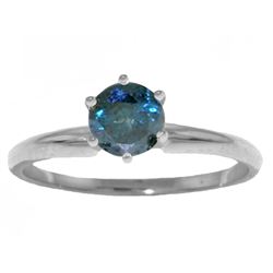 Genuine 0.50 ctw Blue Diamond Ring Jewelry 14KT White Gold - REF-135P8H