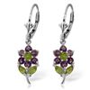 Image 1 : Genuine 2.12 ctw Peridot & Amethyst Earrings Jewelry 14KT White Gold - REF-42K4V