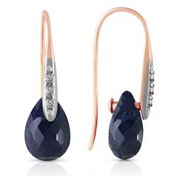 Genuine 8.06 ctw Sapphire & Diamond Earrings Jewelry 14KT Rose Gold - REF-60T3A