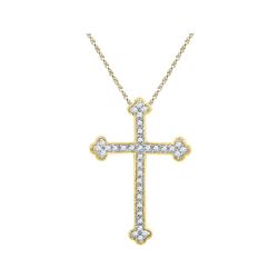 0.2 CTW Natural Diamond Cross Faith Pendant 10K Yellow Gold