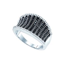 0.45 CTW Black Colored Diamond Cocktail Concave Ring 10K White Gold