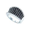 Image 1 : 0.45 CTW Black Colored Diamond Cocktail Concave Ring 10K White Gold