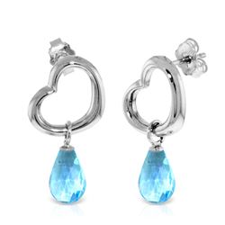 Genuine 4.5 ctw Blue Topaz Earrings Jewelry 14KT White Gold - REF-42K6V